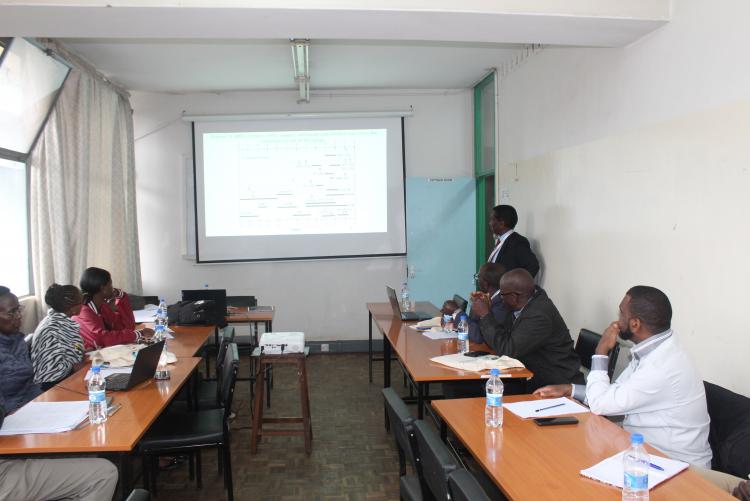 Prof. Onyari's presentation on day five of the training