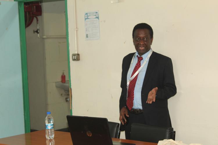 Prof. Onyari during day five of the training