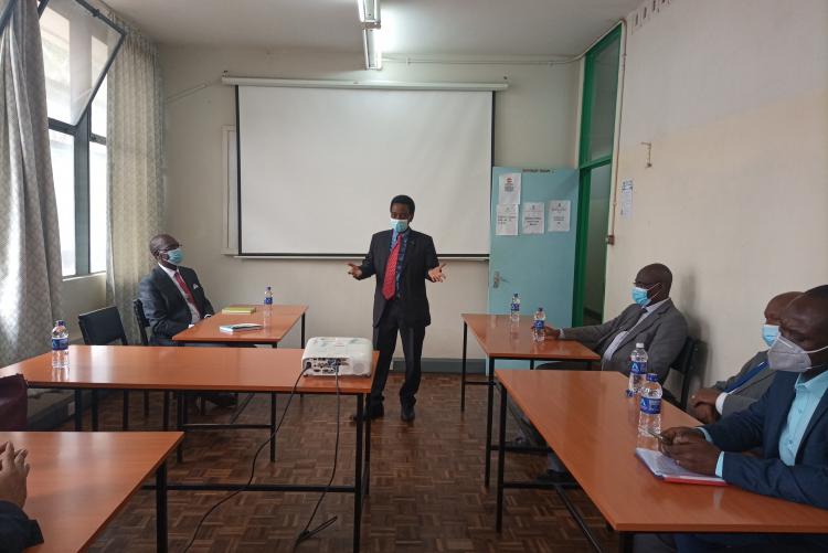 Prof. John Onyari during the discussion after touring the project site