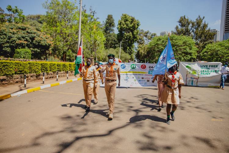 University of Nairobi scouts leading the participants during the walk