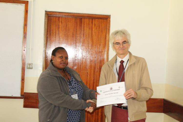 Ms. Serah, MSc. student receives her certificate