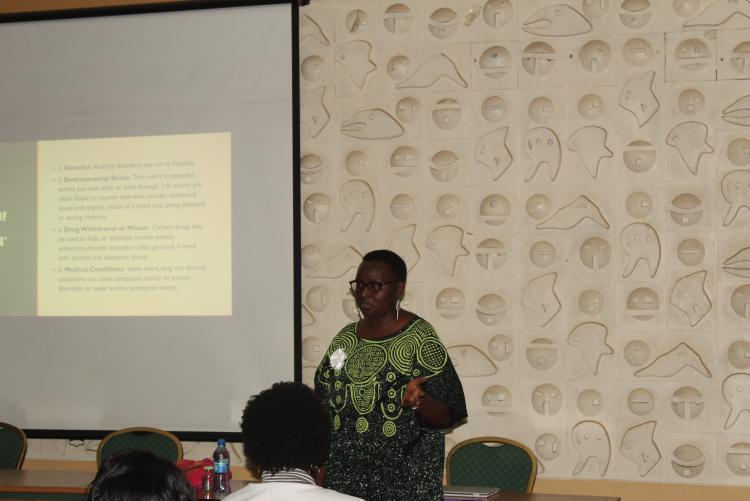 Dr. Violet Aketch, Councelling Psycologist during her presentation