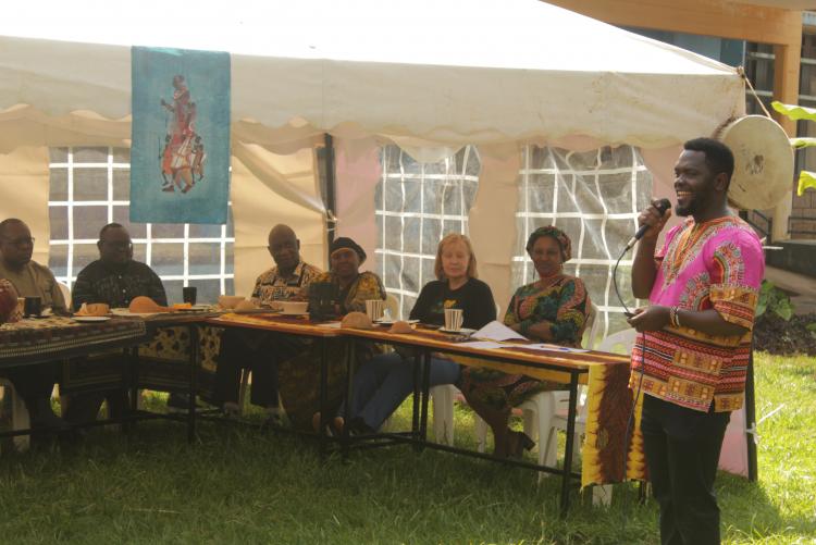 International Student, Mr. Ivan Kiganda from Uganda sharing Baganda traditional customs.